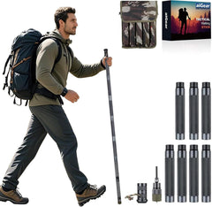 aiGear H2 Survive walking stick assembled for rugged hikes and survival versatility.