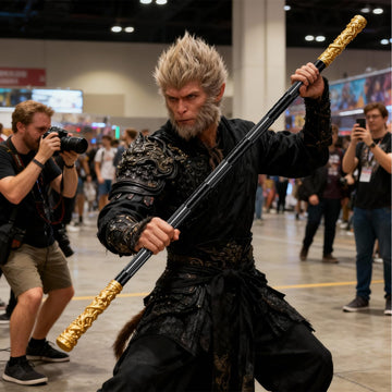 aiGear W2 cosplay-prop scene showcases Black Myth Wukong-inspired design.