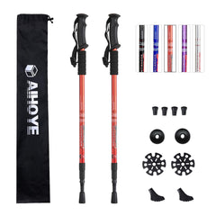 Aihoye hiking poles extended, showing collapsible design for easy packing.