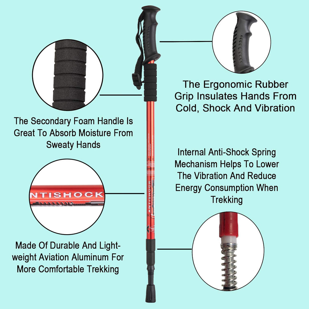 Aihoye poles folded compactly for travel and storage.