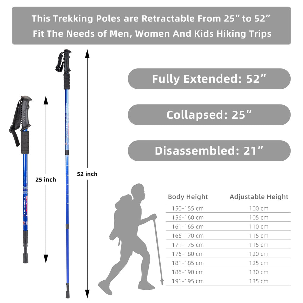 Aihoye trekking poles anti-shock design reduces wrist strain during strides.