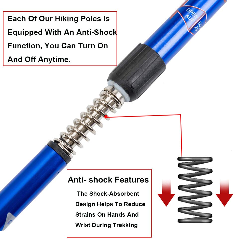 Aihoye trekking poles ergonomic handle provides secure grip and moisture absorption.