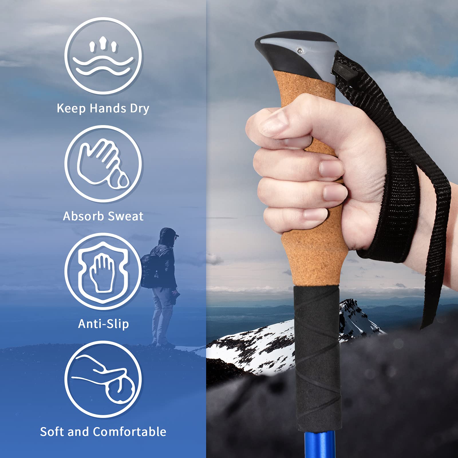 Aihoye Trekking Poles fold into compact form for easy backpack storage.