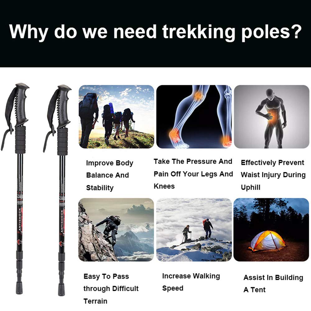 Aihoye trekking poles include multiple tips and baskets for all-season performance.