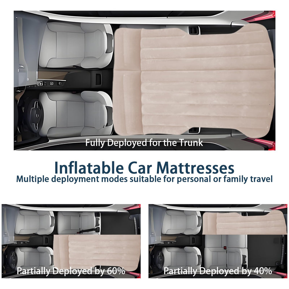 AIKIDS car air mattress with four chambers deployed for versatile sleeping layouts.