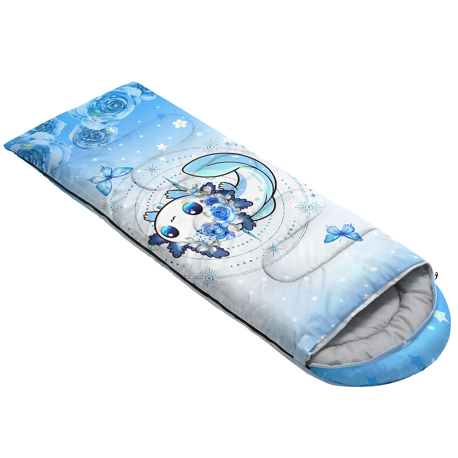 AILONEN Kawaii Aoloxal sleeping bag 3D pattern print adds vibrant outdoor style.