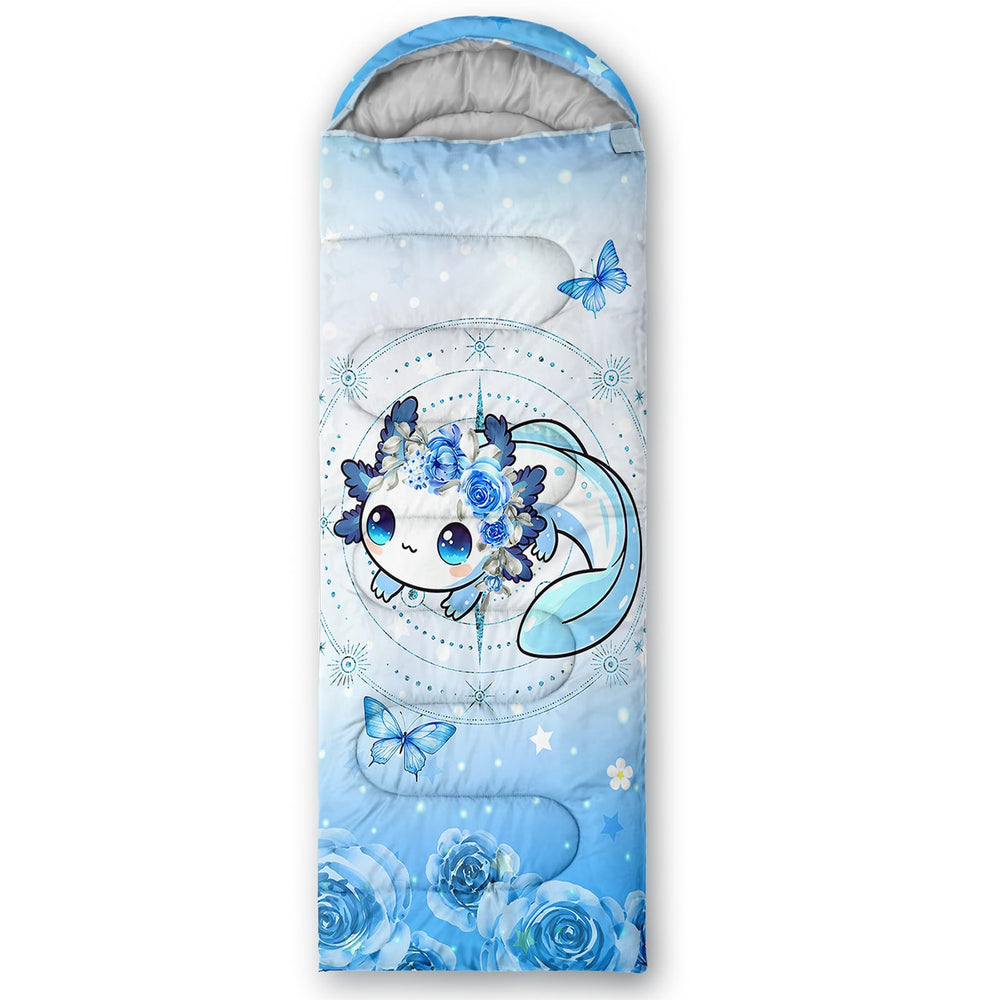 AILONEN Kawaii Aoloxal sleeping bag temperature range label highlights three-season comfort.