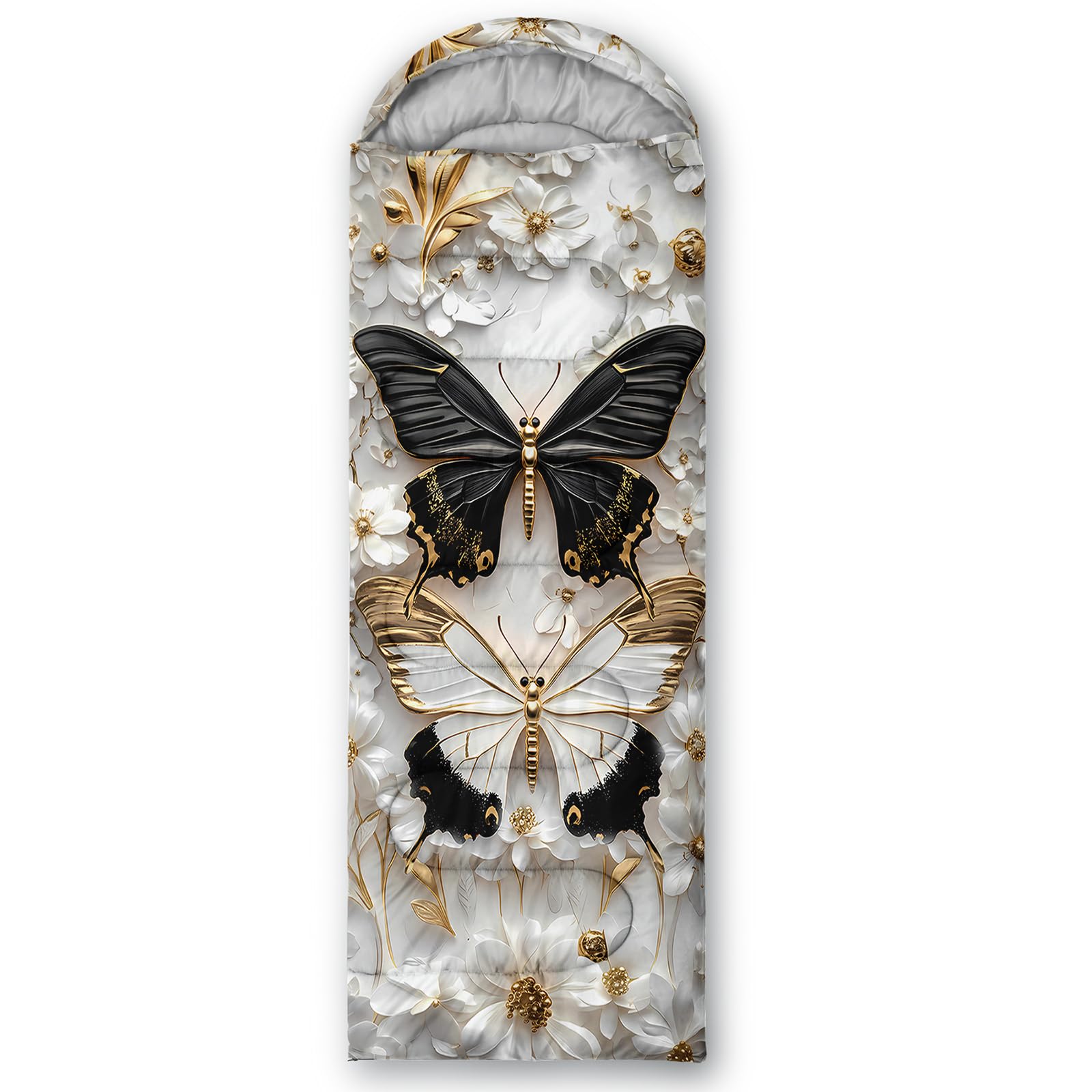 AILONEN butterfly sleeping bag includes carrying bag for effortless portability.