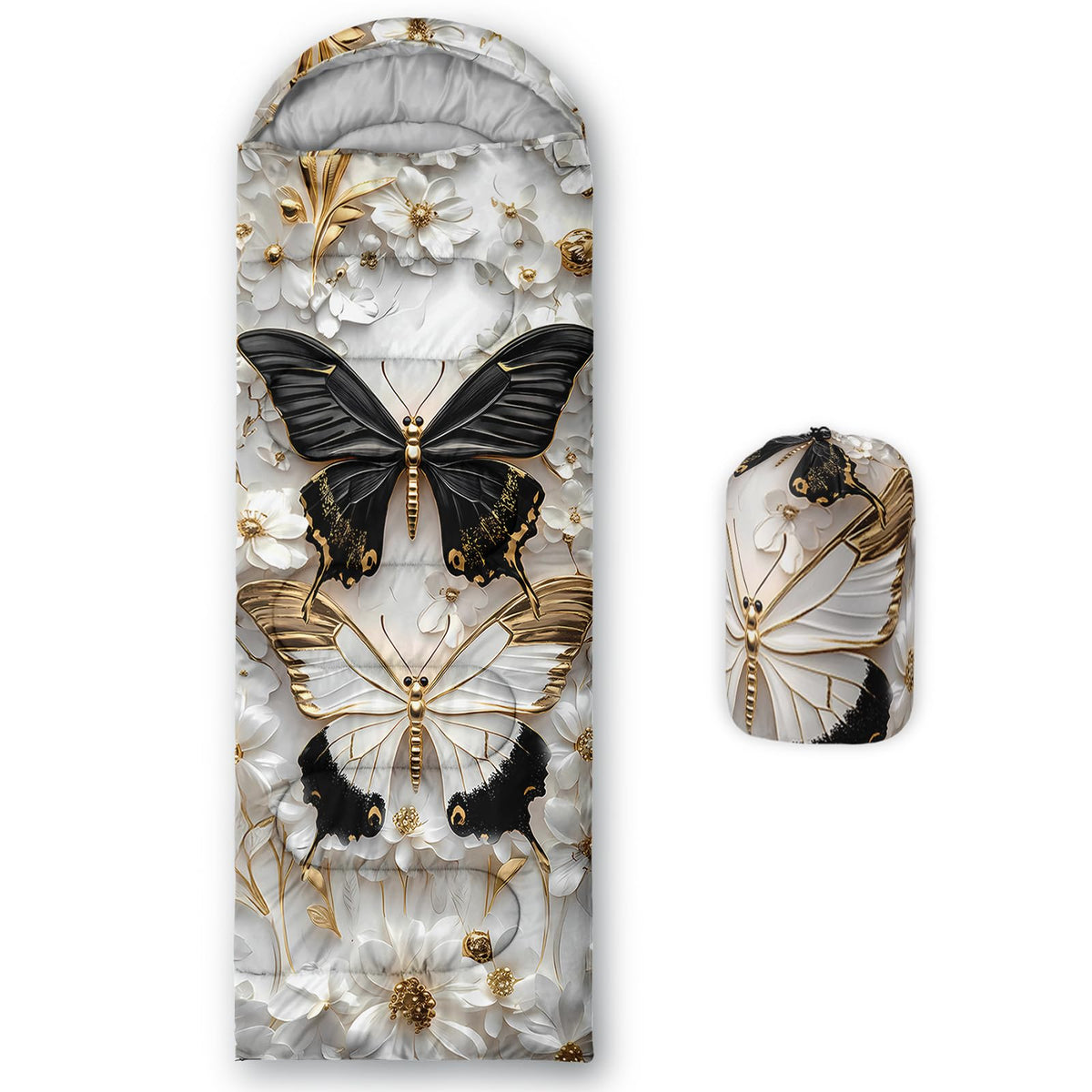 AILONEN butterfly sleeping bag closed demonstrates compact, travel-friendly storage for outdoor adventures.
