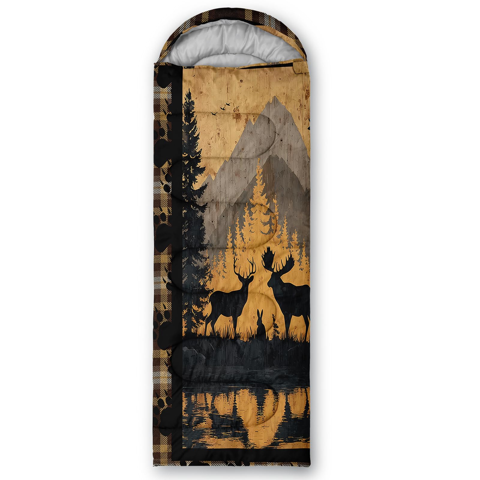 AILONEN deer-pattern sleeping bag with waterproof outer for rugged outdoors.