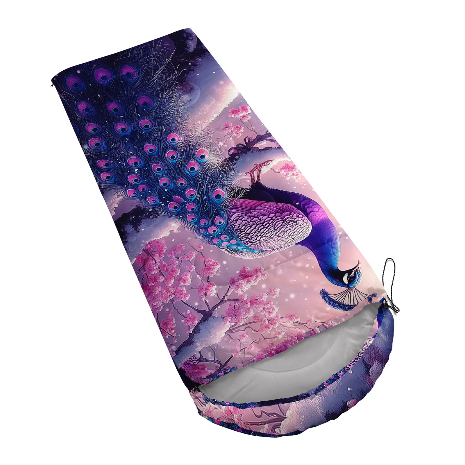 AILONEN Pink Peacock sleeping bag packaged proves travel-friendly storage and portability.