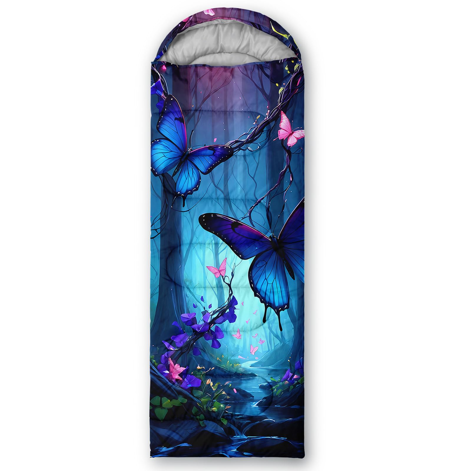 AILONEN butterfly-print sleeping bag is easy to clean with machine wash option