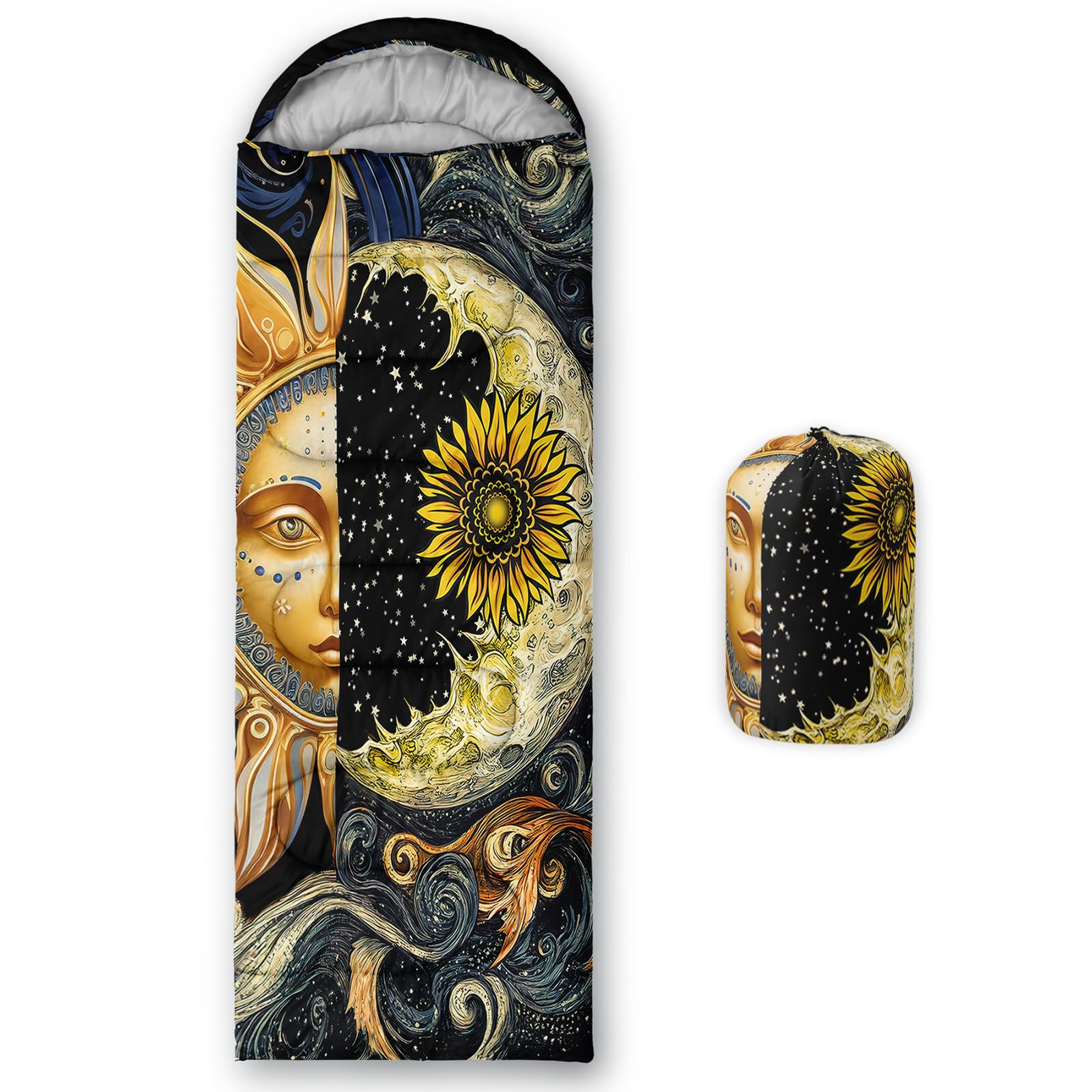 AILONEN sun-moon pattern sleeping bag ideal for colorful camping trips