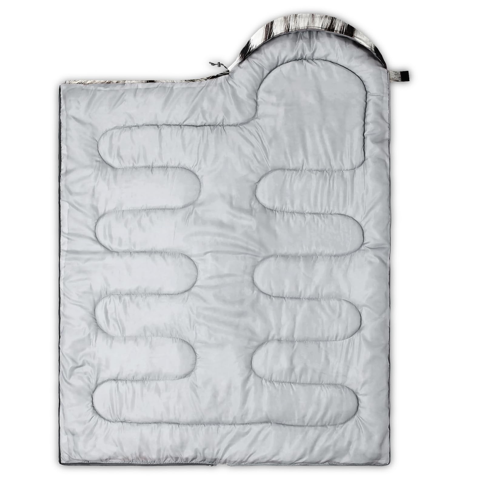 AILONEN White Tiger sleeping bag with carrying bag emphasizes portability