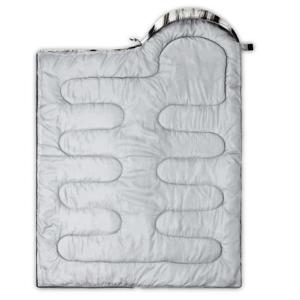 AILONEN White Tiger sleeping bag with carrying bag emphasizes portability