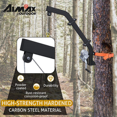 Aimax Outdoor 26ft steel cable provides adjustable hanger height for different game sizes.