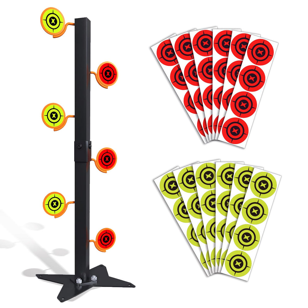 Aimax Outdoor Dueling Tree airgun target kit with six targets in full assembly for practice.