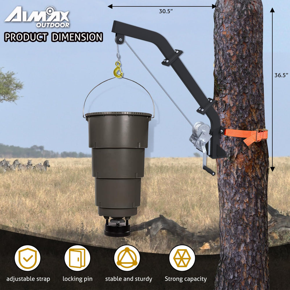 Aimax Outdoor snap hook and cable kit for quick, secure game hanging.