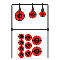 Aimax Outdoor spinner target durability: rugged steel withstands weather for outdoor practice.
