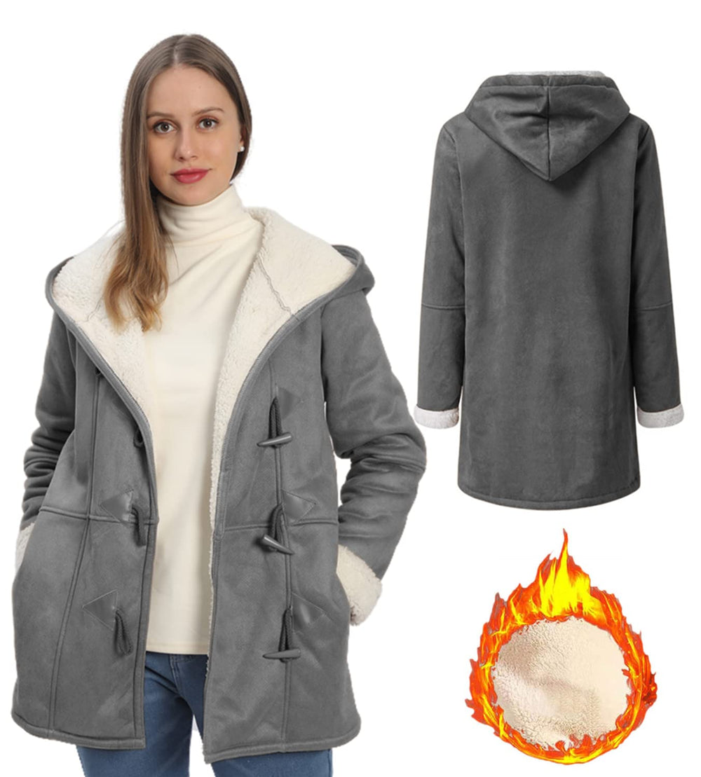 AI'MOURI sherpa hood detail image emphasizes cozy hood warmth for cold commutes.