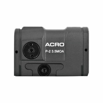 Aimpoint ACRO P-2 red dot sight close-up highlighting compact ergonomics for fast target acquisition.