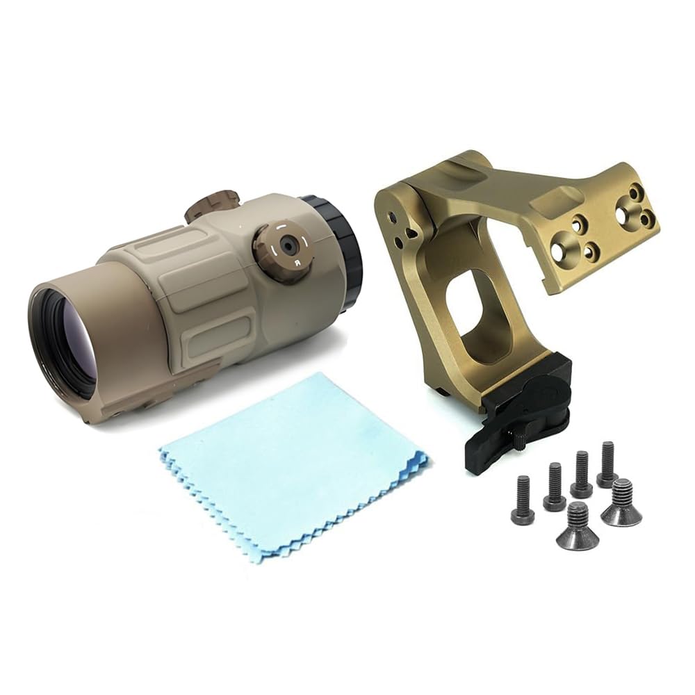 Aimsniper tactical 3x magnifier with FTC QD mount in tan for rapid target acquisition