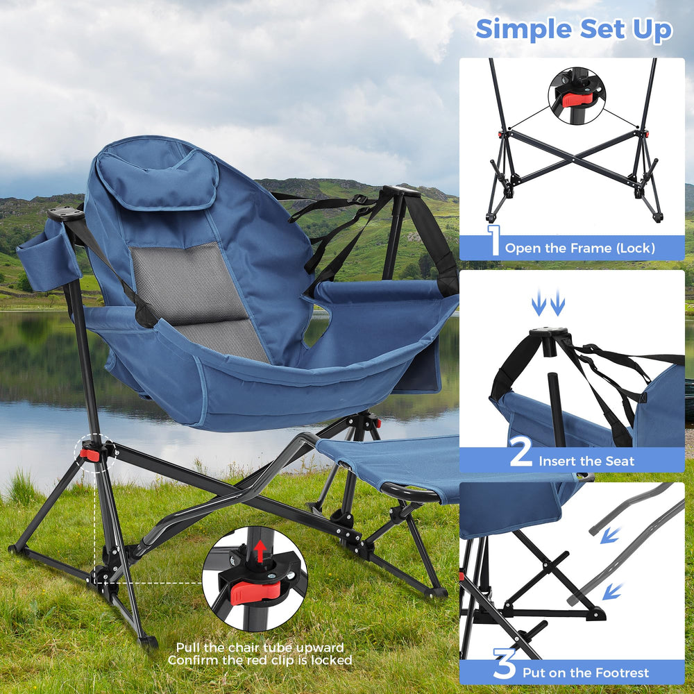 Ainfox Hammock Chair cup holder and pillow for convenience.