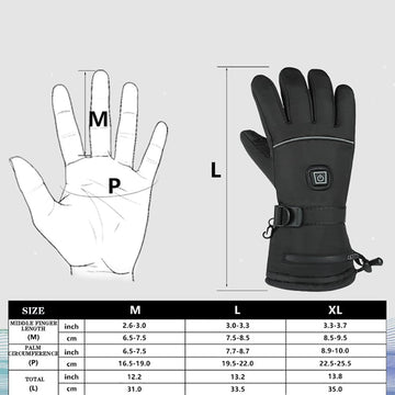 Ainid heated gloves back view with heat-reflective strip for safety