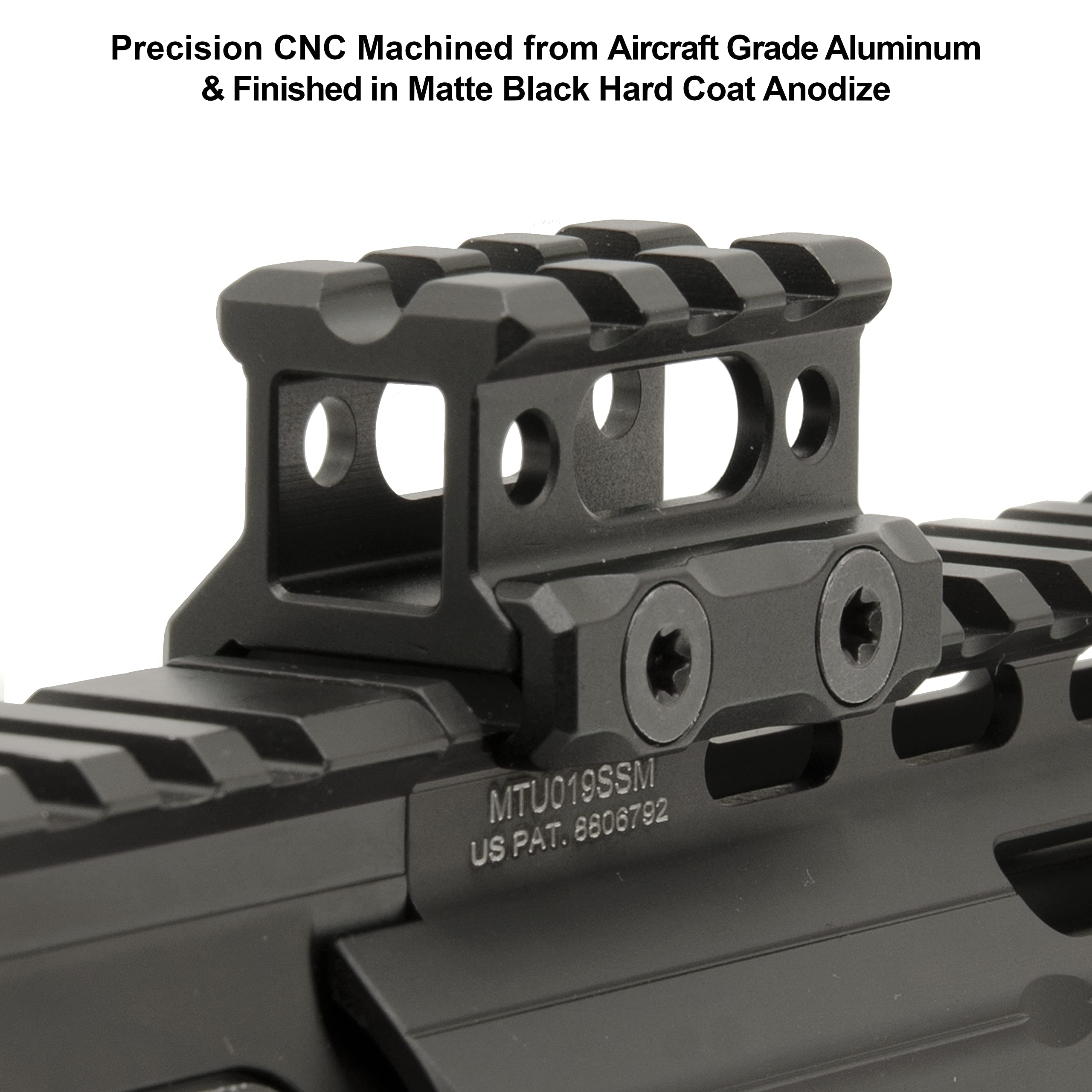 CNC machined aluminum with matte black hard coat finish on MT-RSX8S