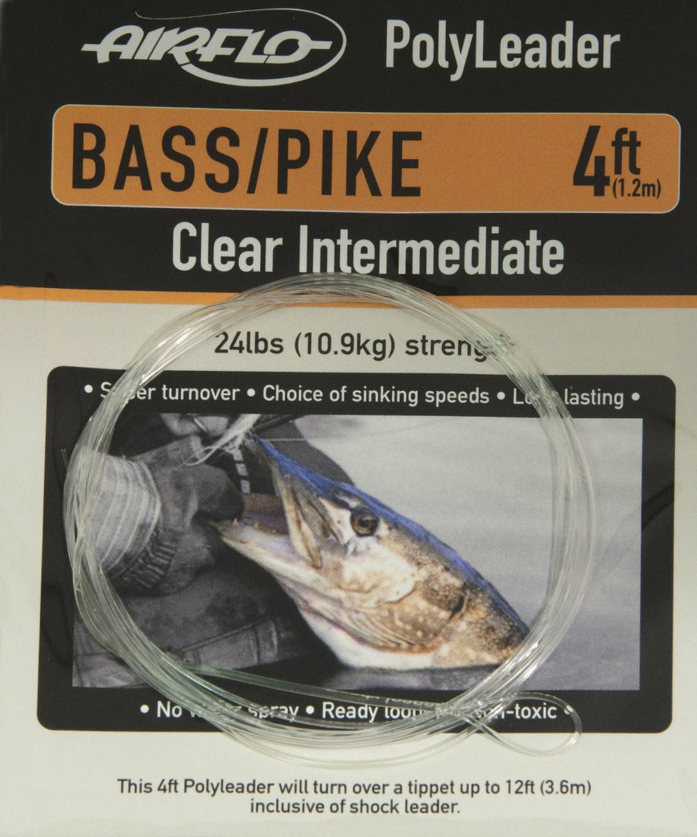 Airflo Bass Pike Polyleader Extra Fast Sink 4ft Black helps turn over large fly patterns in challenging conditions.
