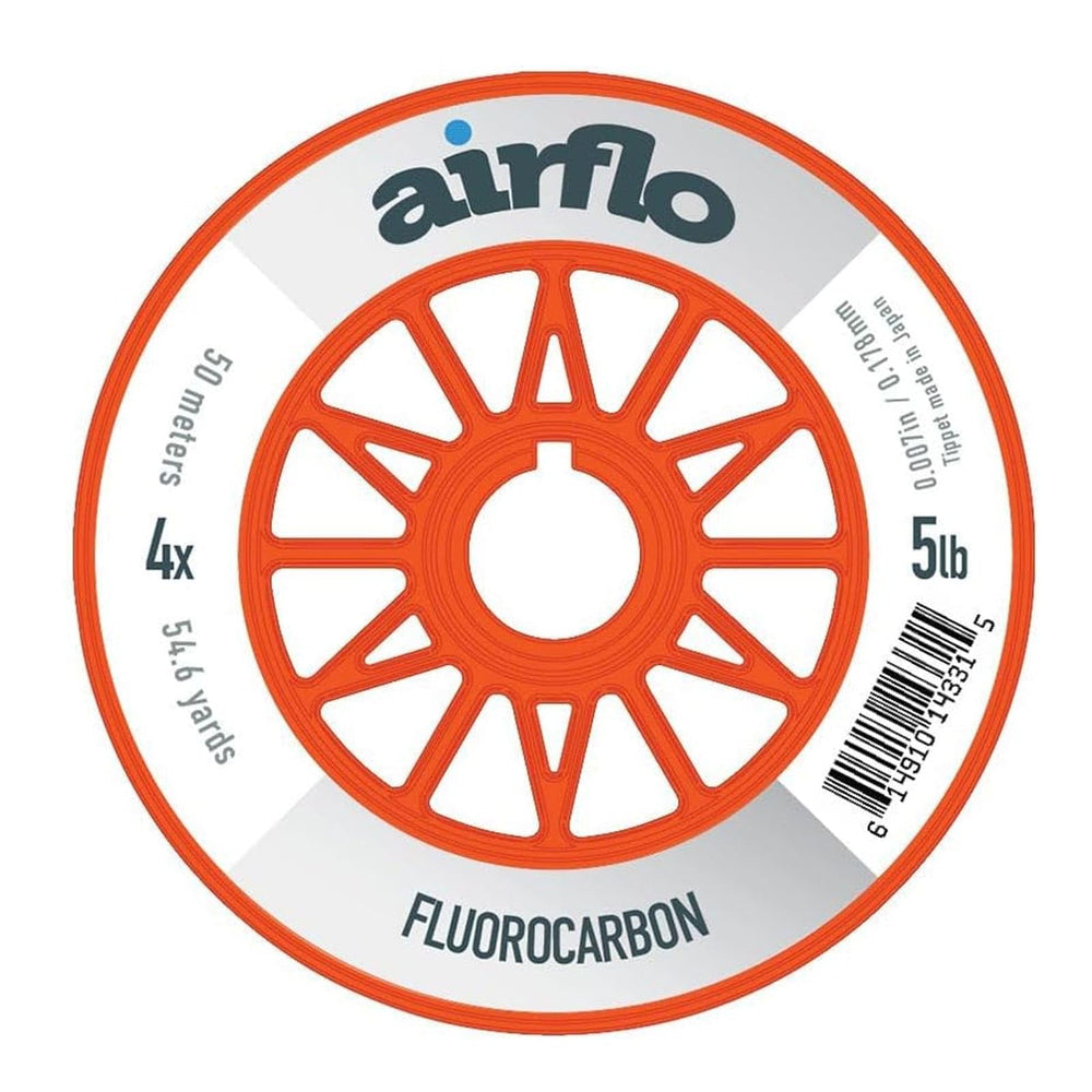 Airflo Fluorocarbon Tippet 50m 4x highlighting strong knots and low visibility for freshwater and saltwater.