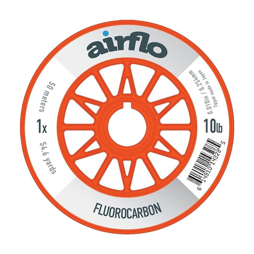 Airflo Fluorocarbon Tippet 50m spool with color bands for quick setup and versatile use.