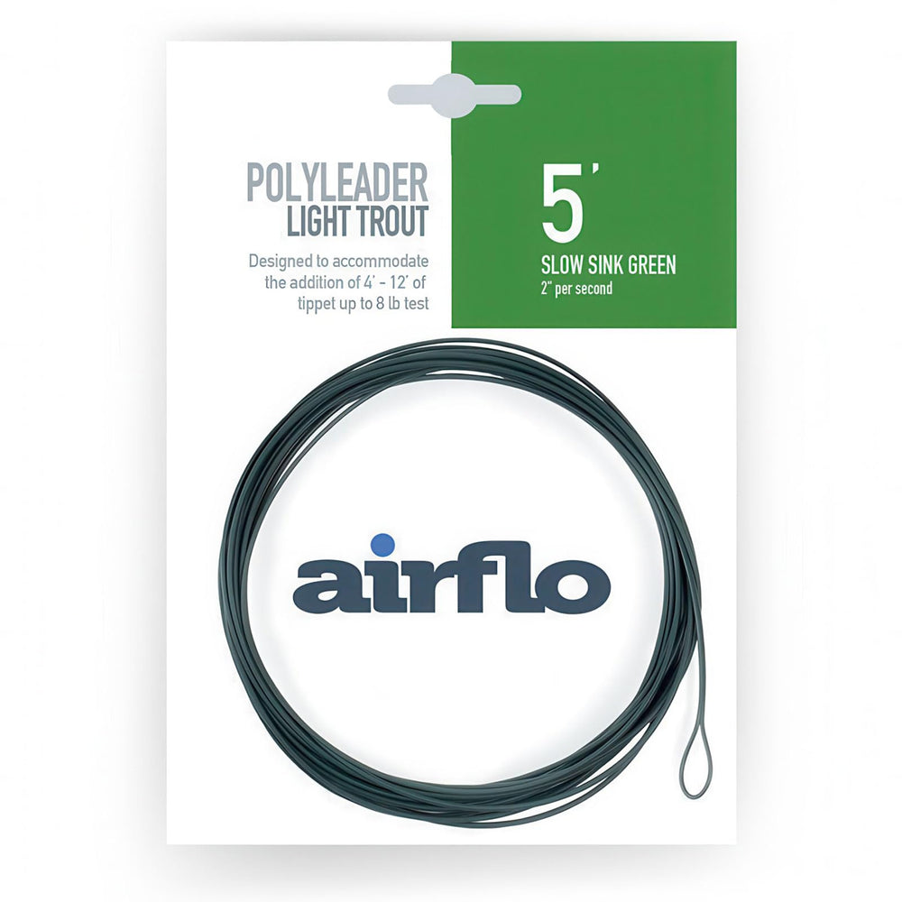 Airflo Light Trout Polyleader 5' slow sink enhances delicate tippet presentations in lakes.