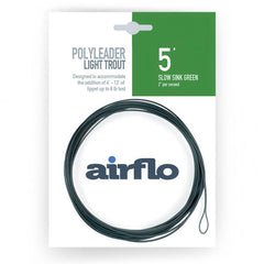 Airflo Light Trout Polyleader 5' slow sink enhances delicate tippet presentations in lakes.