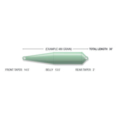 Airflo Rage Compact 300gr side view highlighting aggressive taper for quick turnover