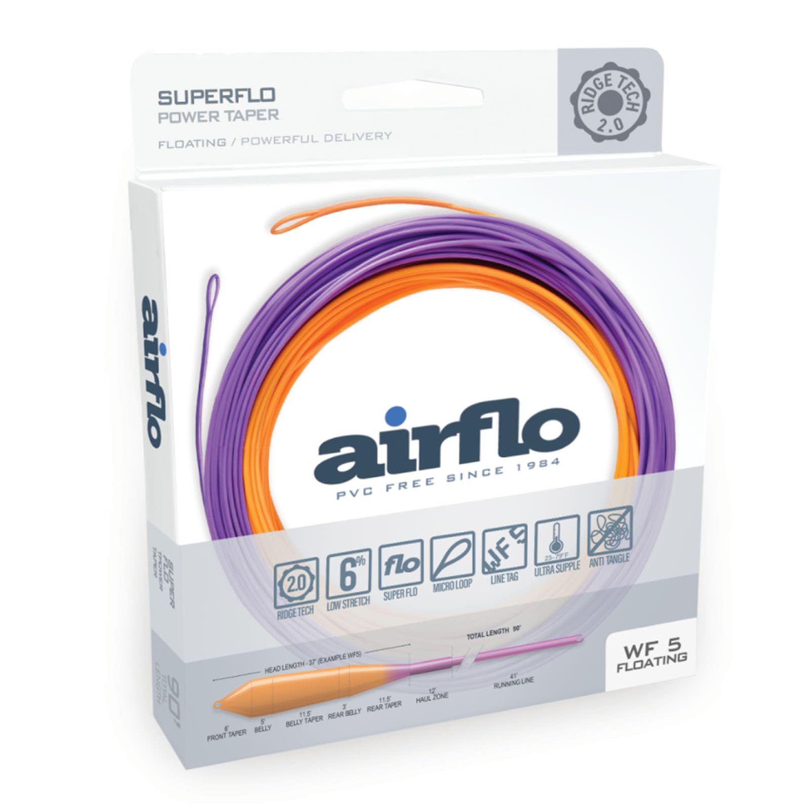 Airflo Ridge 2.0 Power Taper WF7 closeup for precise, smooth casts.