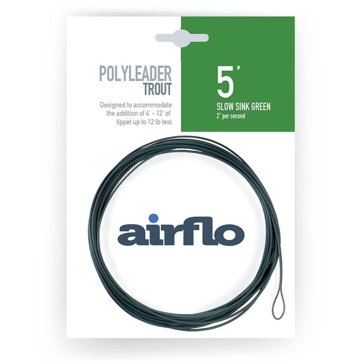 Airflo Slow Sink 5ft Green front view shows compact fly line for controlled depth