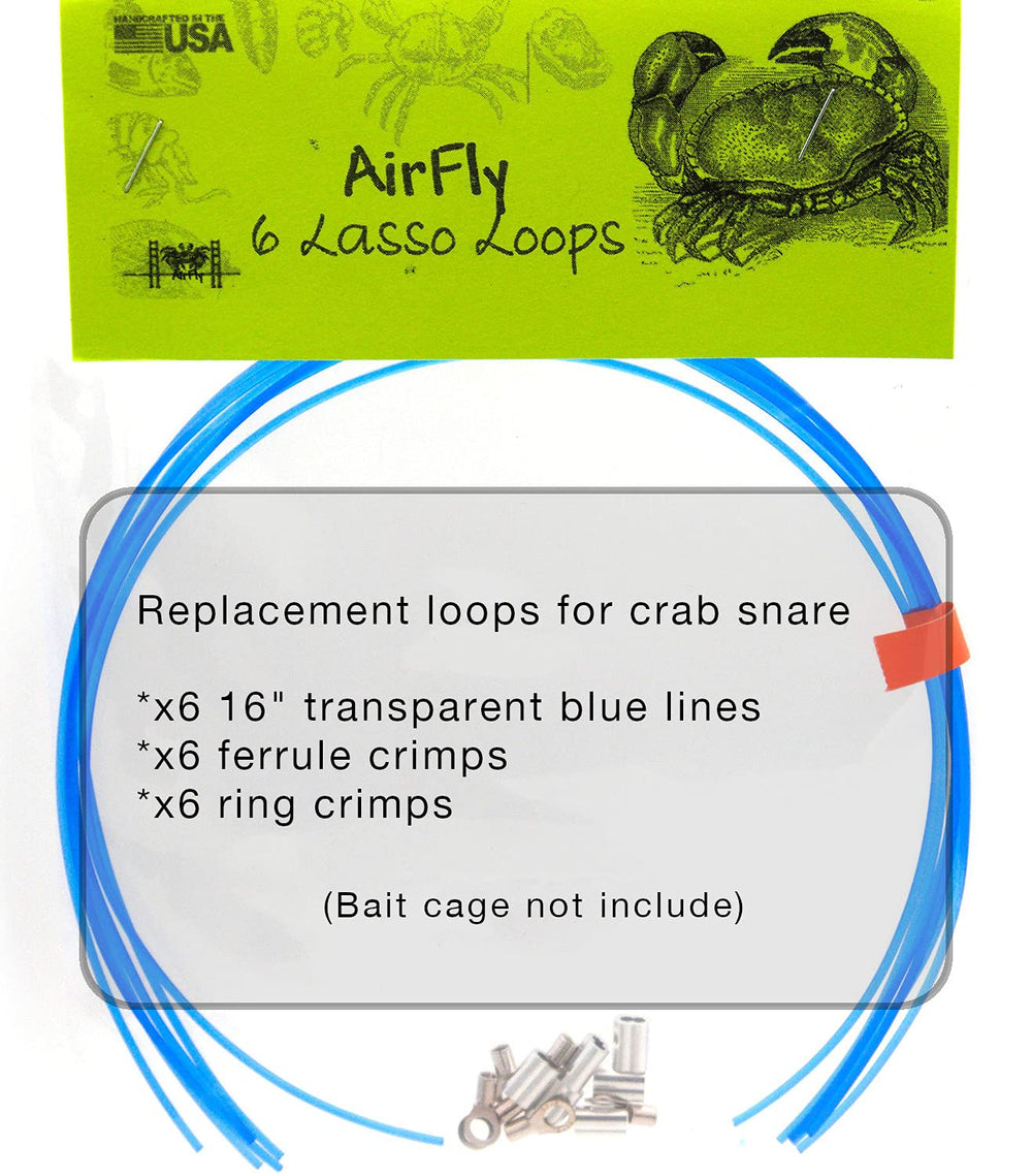 Close-up of 16-inch transparent AirFly blue lines and ferrule crimps