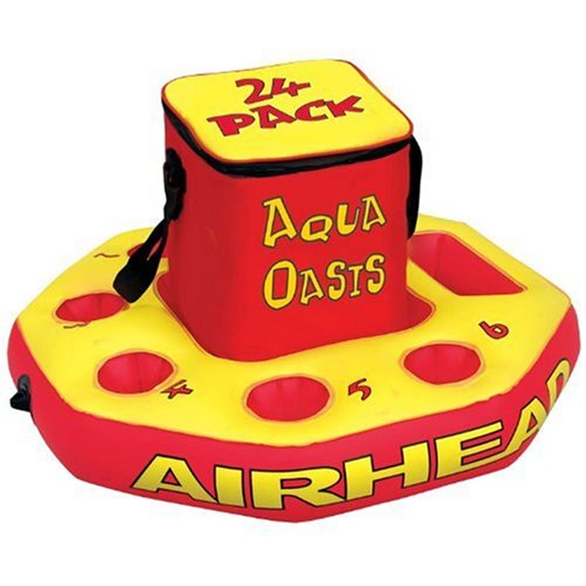 AirHead Aqua Oasis floating bar keeps drinks cold on the water.