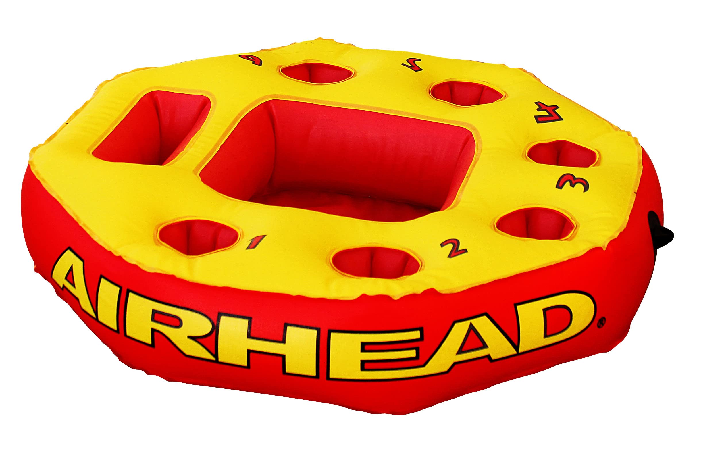 Airhead Aqua Oasis floating base with six drink holders keeps beverages reachable