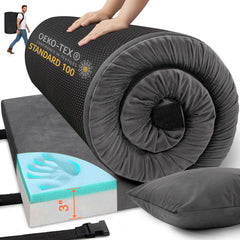 Airpanda memory foam camping mat 3-inch thickness for outdoor comfort.