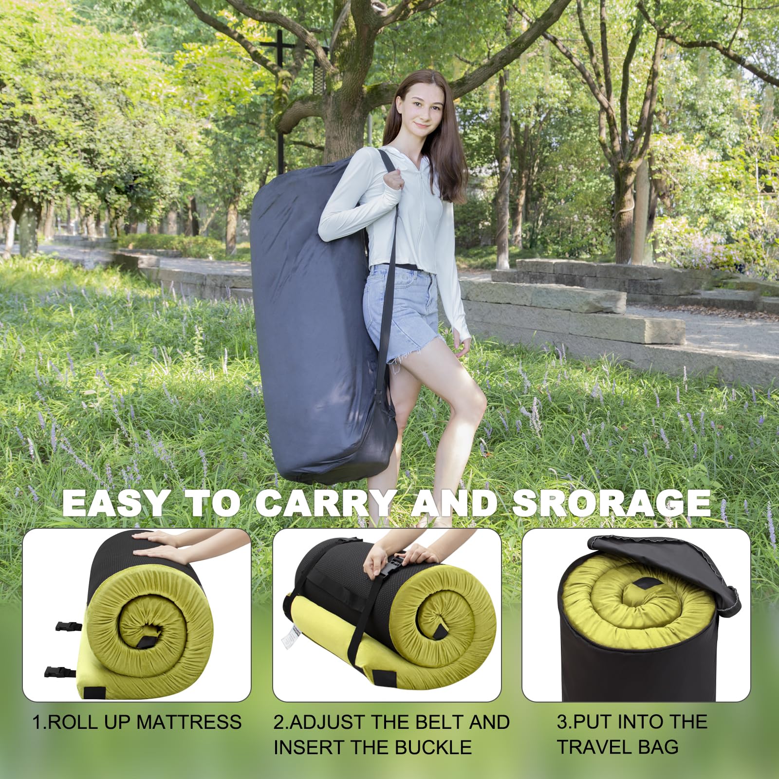 Airpanda memory foam camping mattress expands after unpacking to full thickness