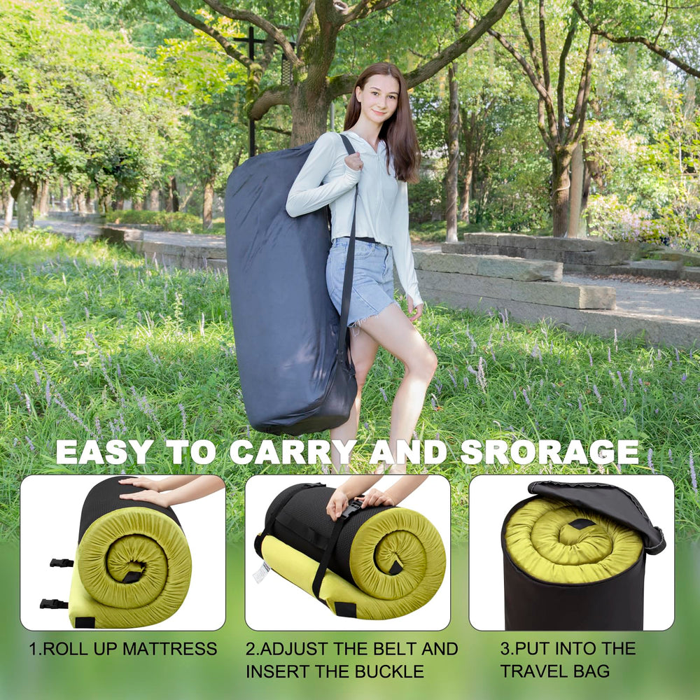 Airpanda memory foam camping mattress expands after unpacking to full thickness