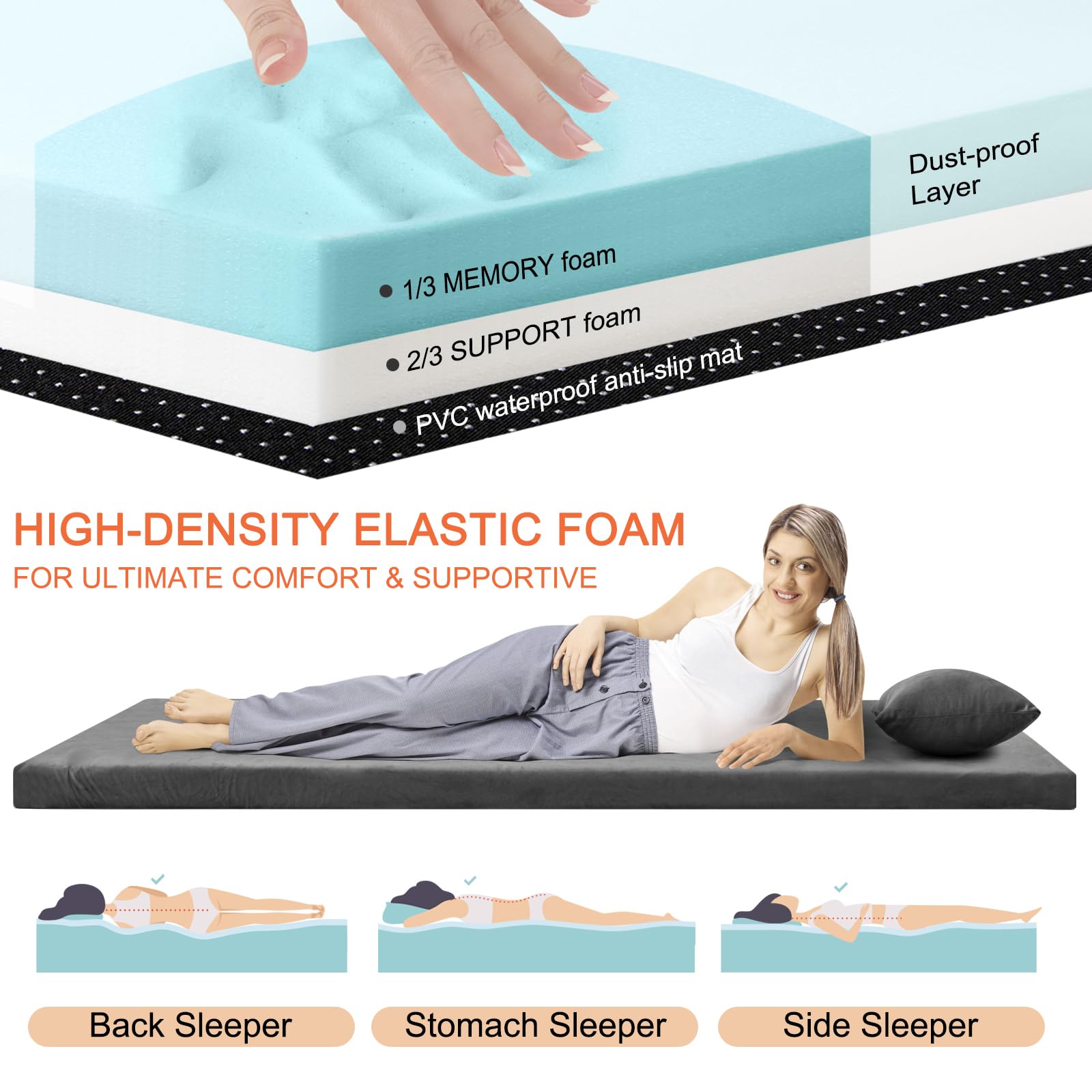 Airpanda memory foam camping mattress packed in travel bag with straps for travel.