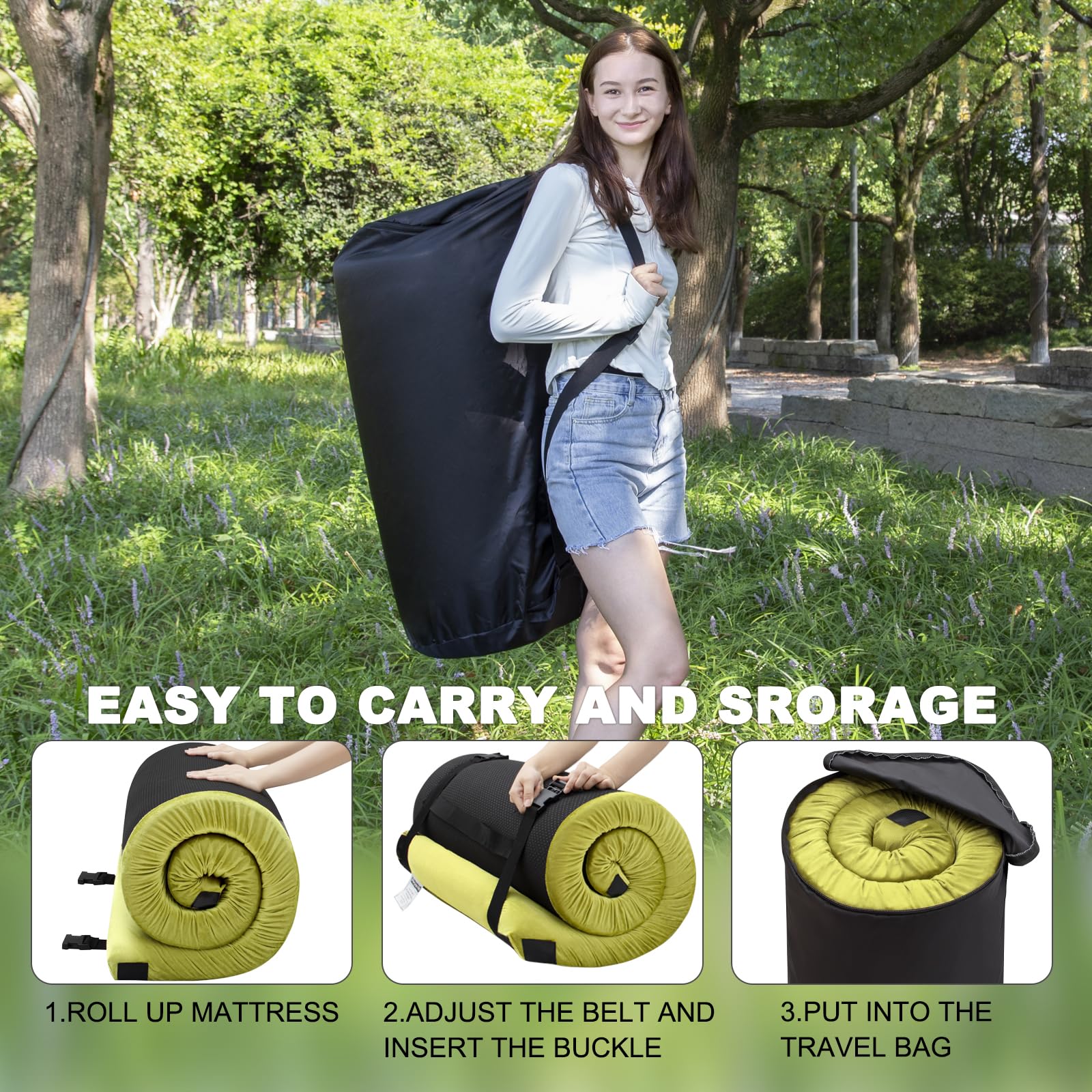 Airpanda roll-and-storage packaging demonstrates easy storage after outdoor use.