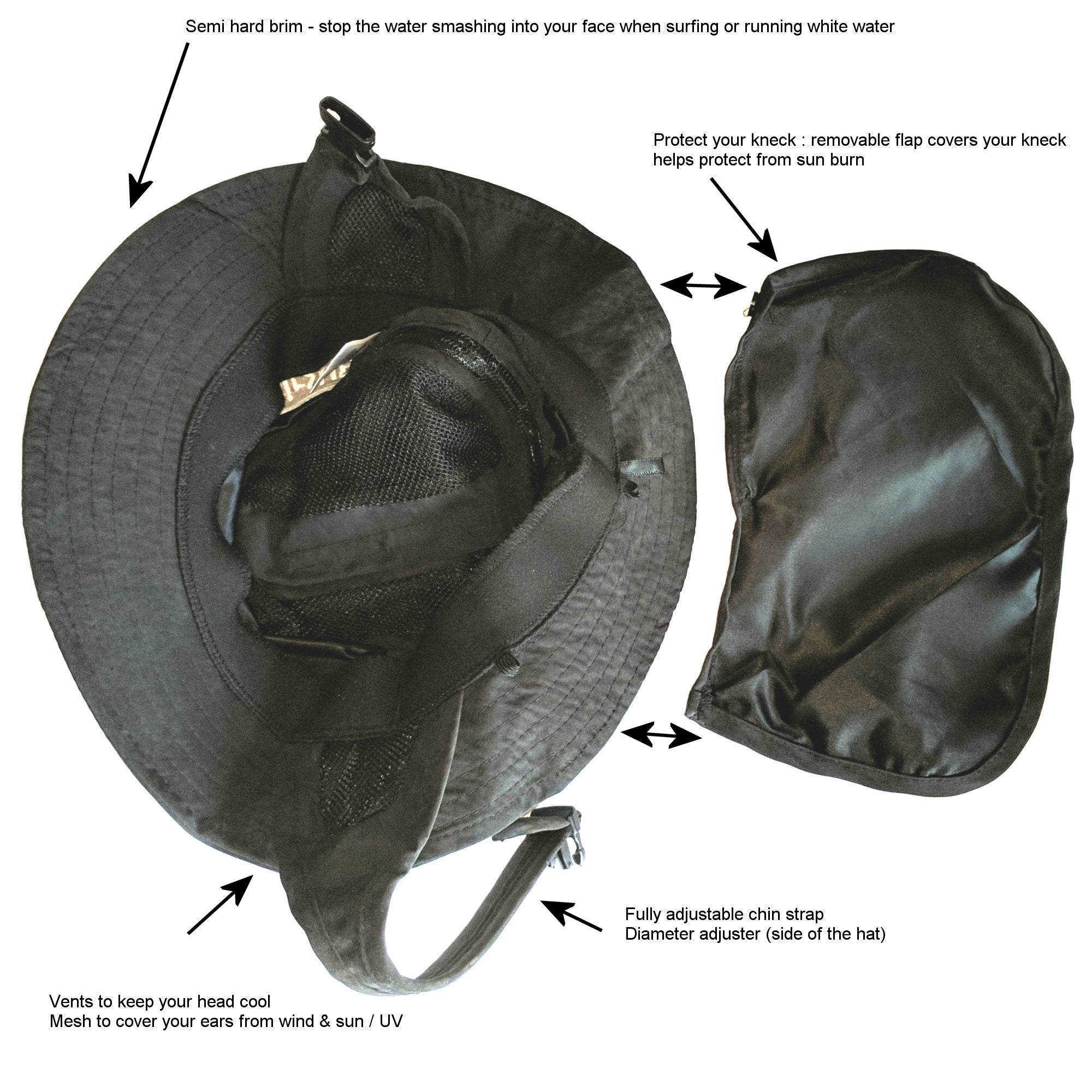airSUP Bucket Hat side view showing adjustable chin strap