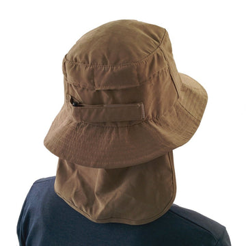 Mesh panel covering ears on AirSUP bucket hat