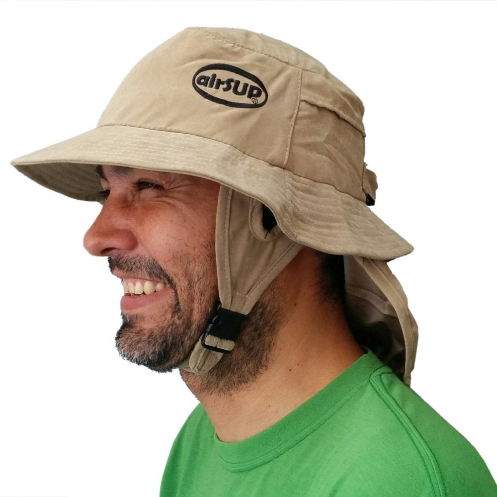 Sand color AirSUP bucket hat on display