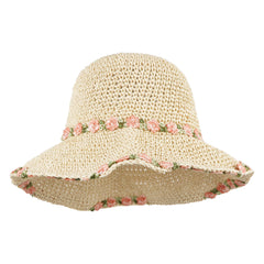 Aisi women colorful straw hat front view offers breathable sun protection.