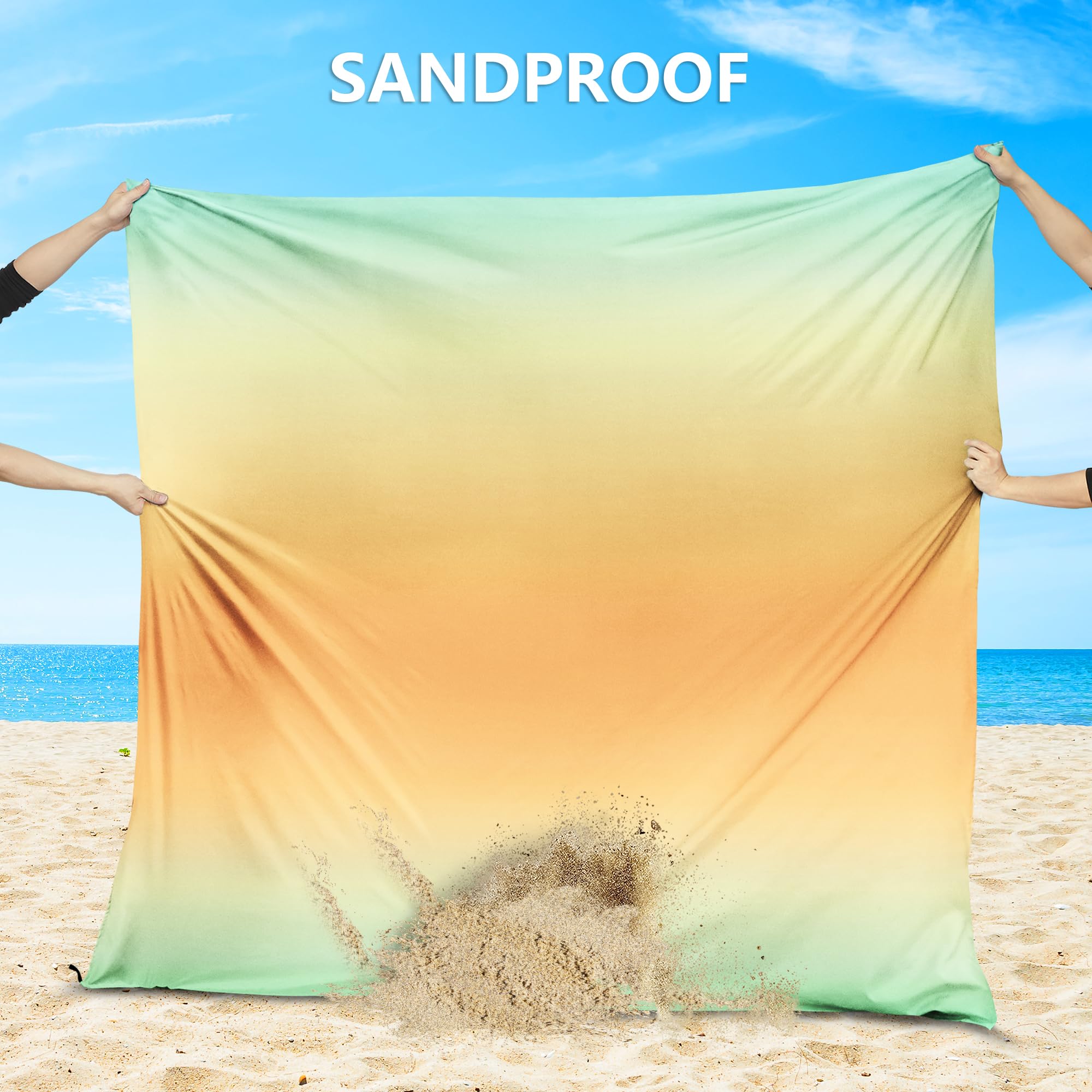 AISPARKY beach mat corner pockets stabilize surface in wind.